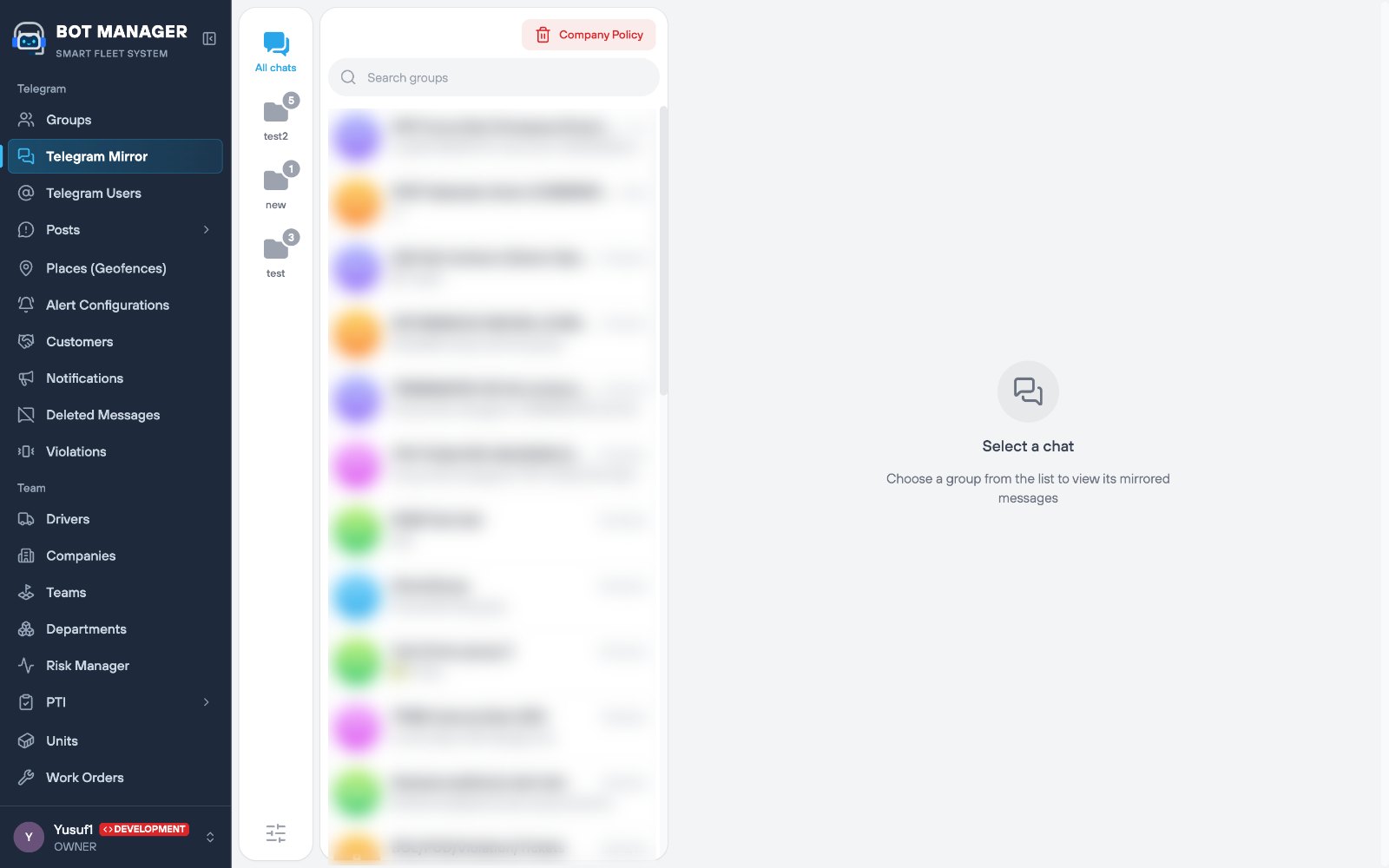 Telegram Mirror: chat folders and mirrored driver groups
