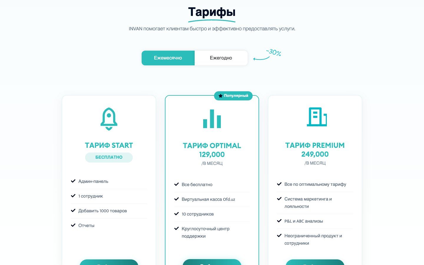 Pricing plans — the admin panel is part of every plan